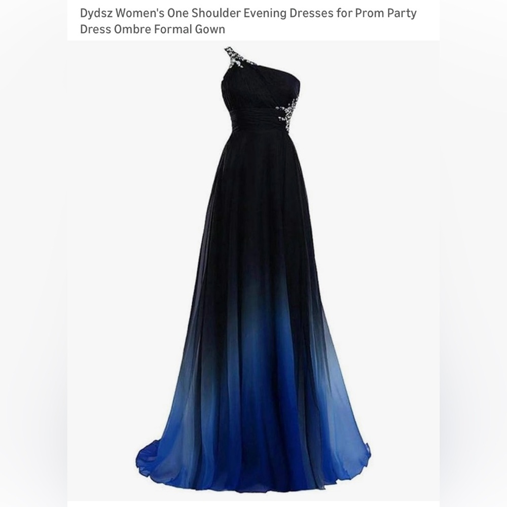 One Shoulder Black and Blue Ombre Dress New with tags ( only tried on )